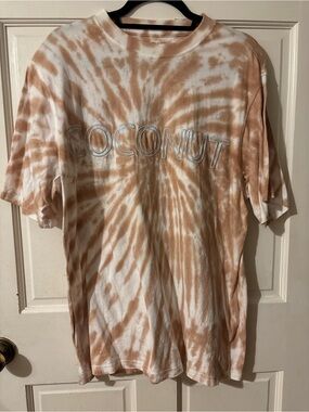 Coconut Tie-Dye Short Sleeve Tee - Tan/White, post surf brand, from Beachly box